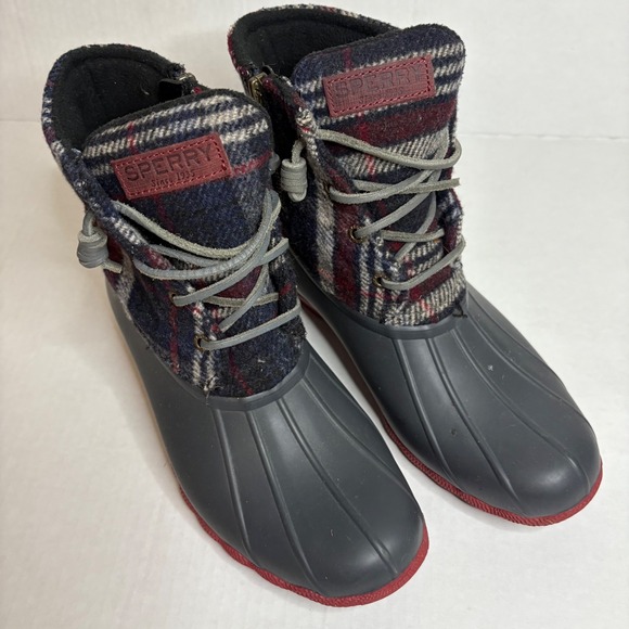 Sperry Shoes - Sperry Waterproof Duck‎ Boots Women's 8M Plaid Wool Lace Up Ankle Rain Booties